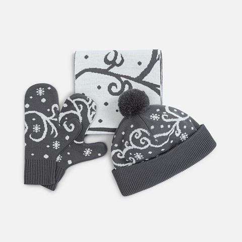 Шапка Adventino, темно-серый с молочным - рис 4.