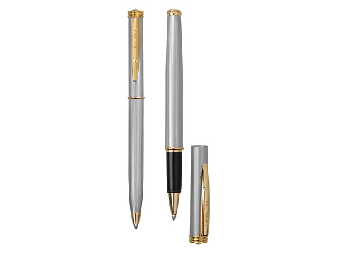 Набор Pierre Cardin PEN&PEN: ручка шариковая + роллер. Цвет - серебристо-бежевый. Упаковка Е. - рис 4.