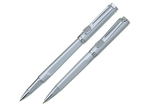 Набор Pierre Cardin PEN&PEN: ручка шариковая + роллер. Цвет - серебристый. Упаковка Е.