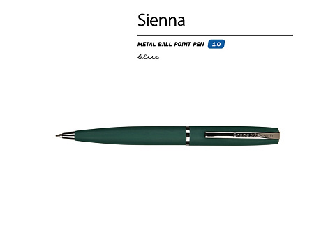 Ручка металлическая шариковая Sienna, софт-тач, 1.0 мм, зеленый - рис 2.
