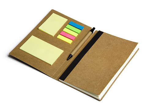 Блокнот с ручкой и набором стикеров А5 Write and stick, черный - рис 2.