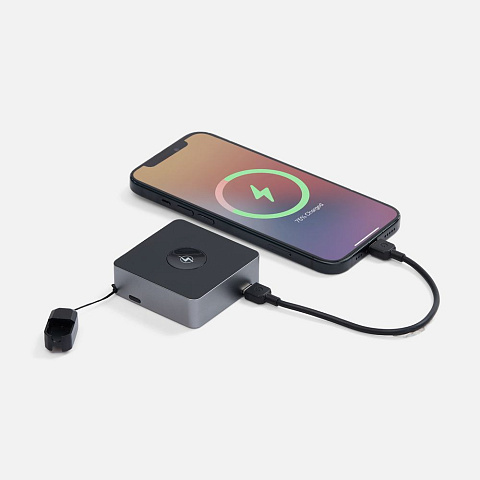 Внешний аккумулятор с беспроводной зарядкой Aura Power, серый - рис 6.